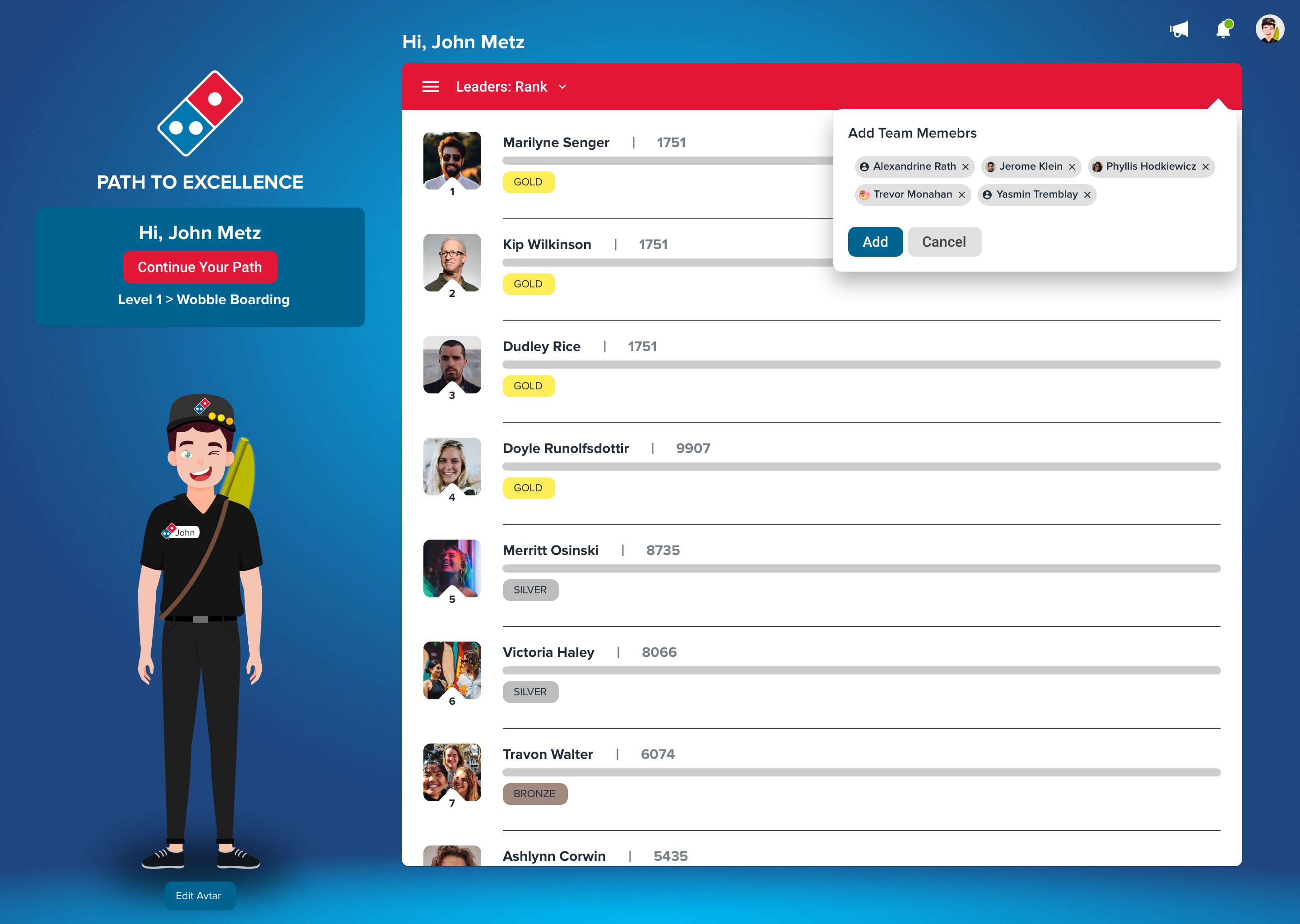 Domino's Australia Gamified Training — Add User