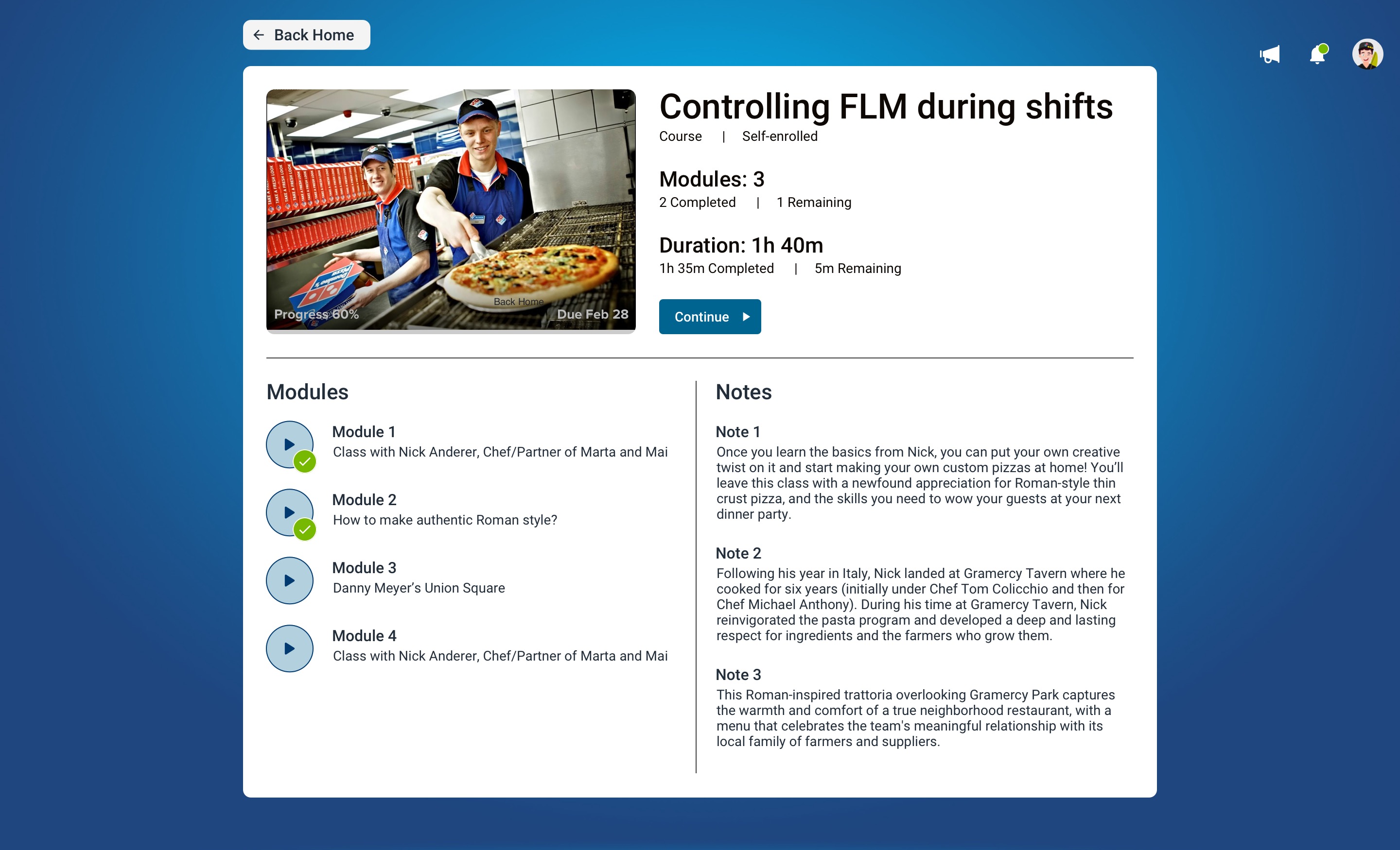Domino's Australia Gamified Training — Course Page