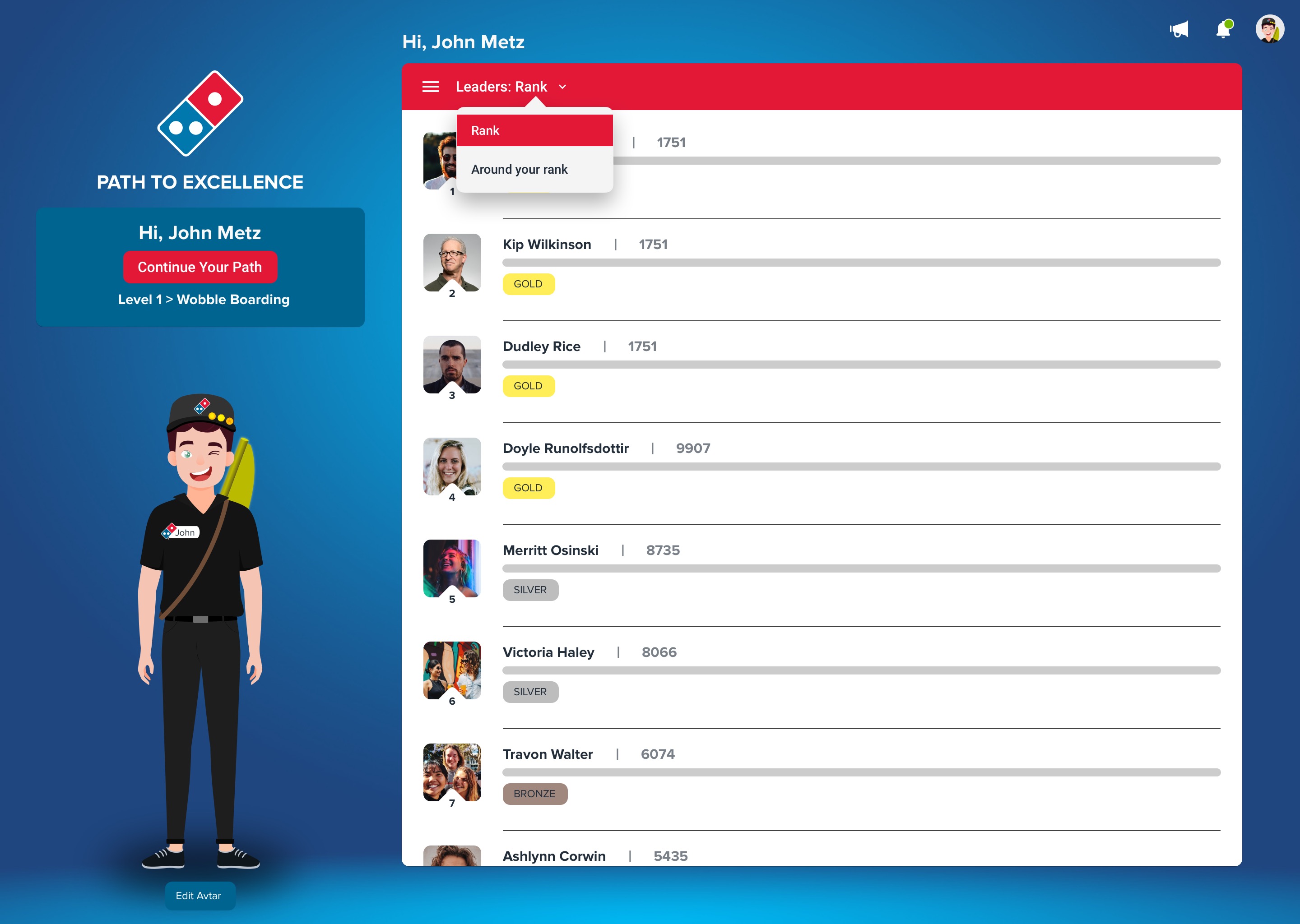 Domino's Australia Gamified Training — Menu