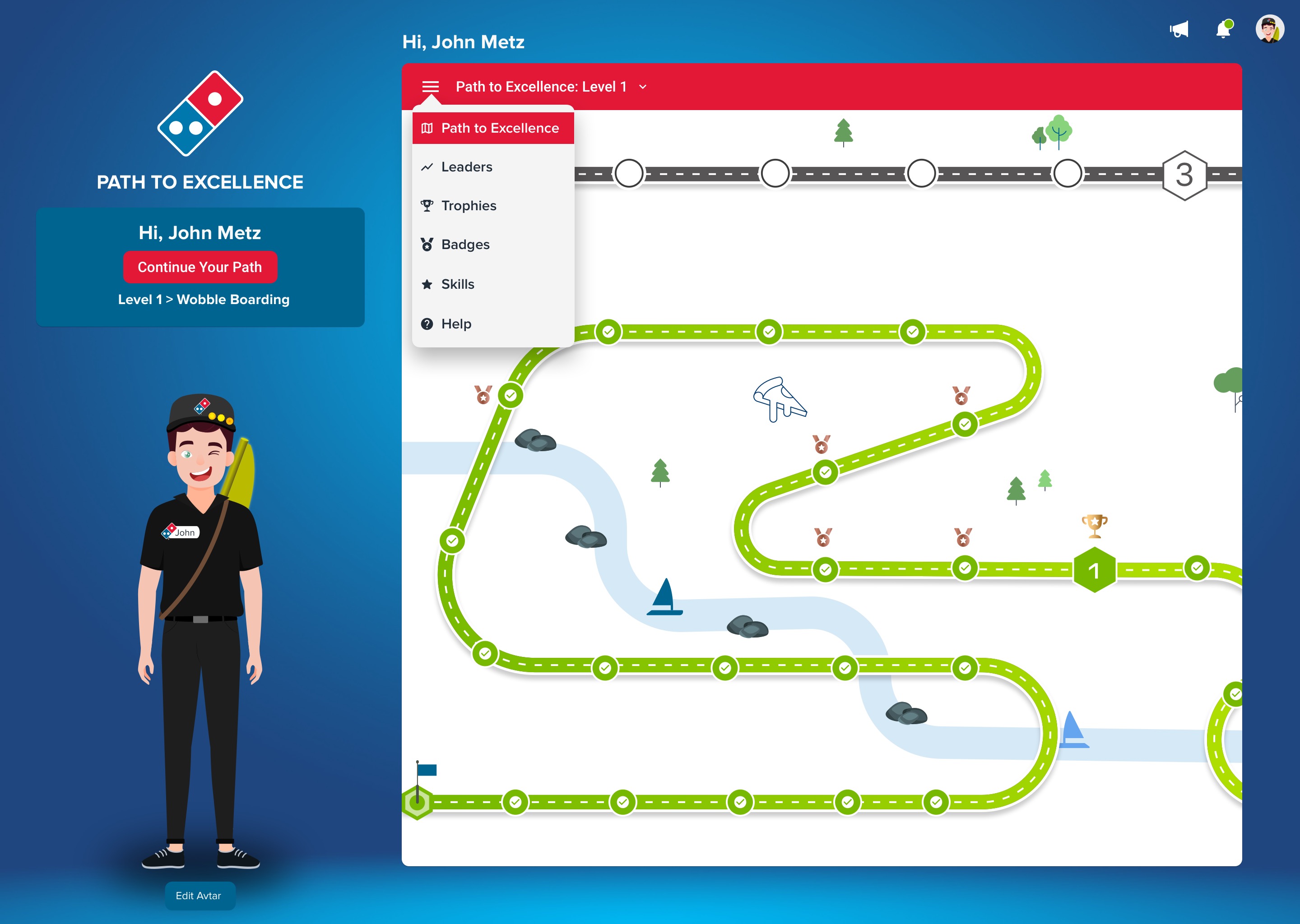 Domino's Australia Gamified Training — Navigation