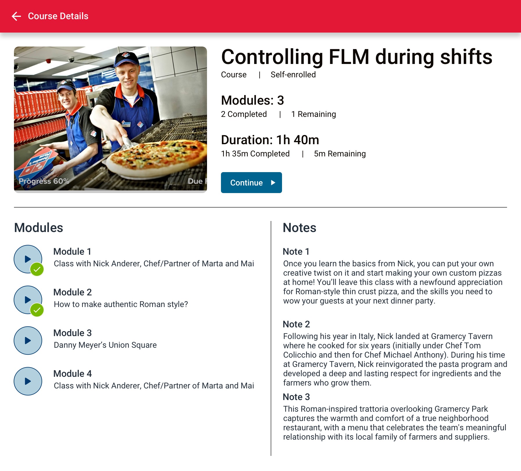 Domino's Australia Gamified Training — Course Details