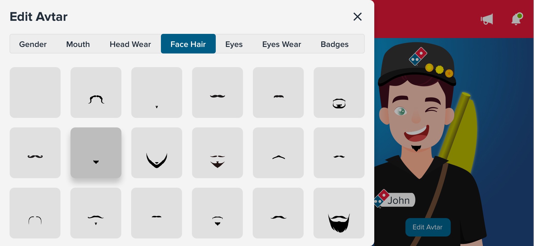 Domino's Australia Gamified Training — Edit Avatar