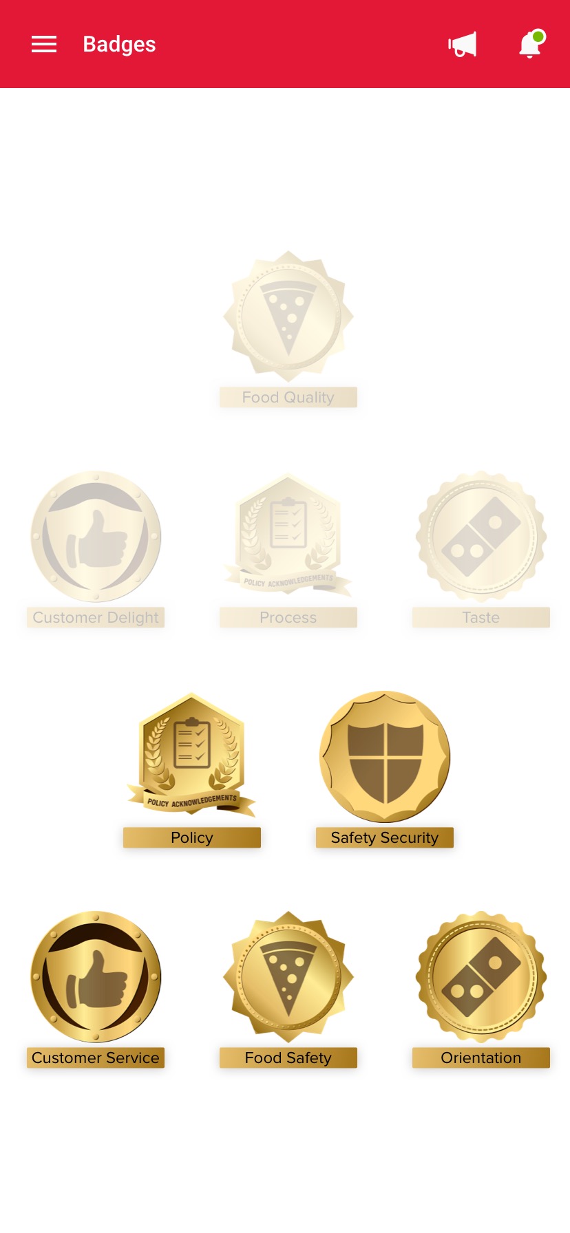 Domino's Australia Gamified Training — Badges