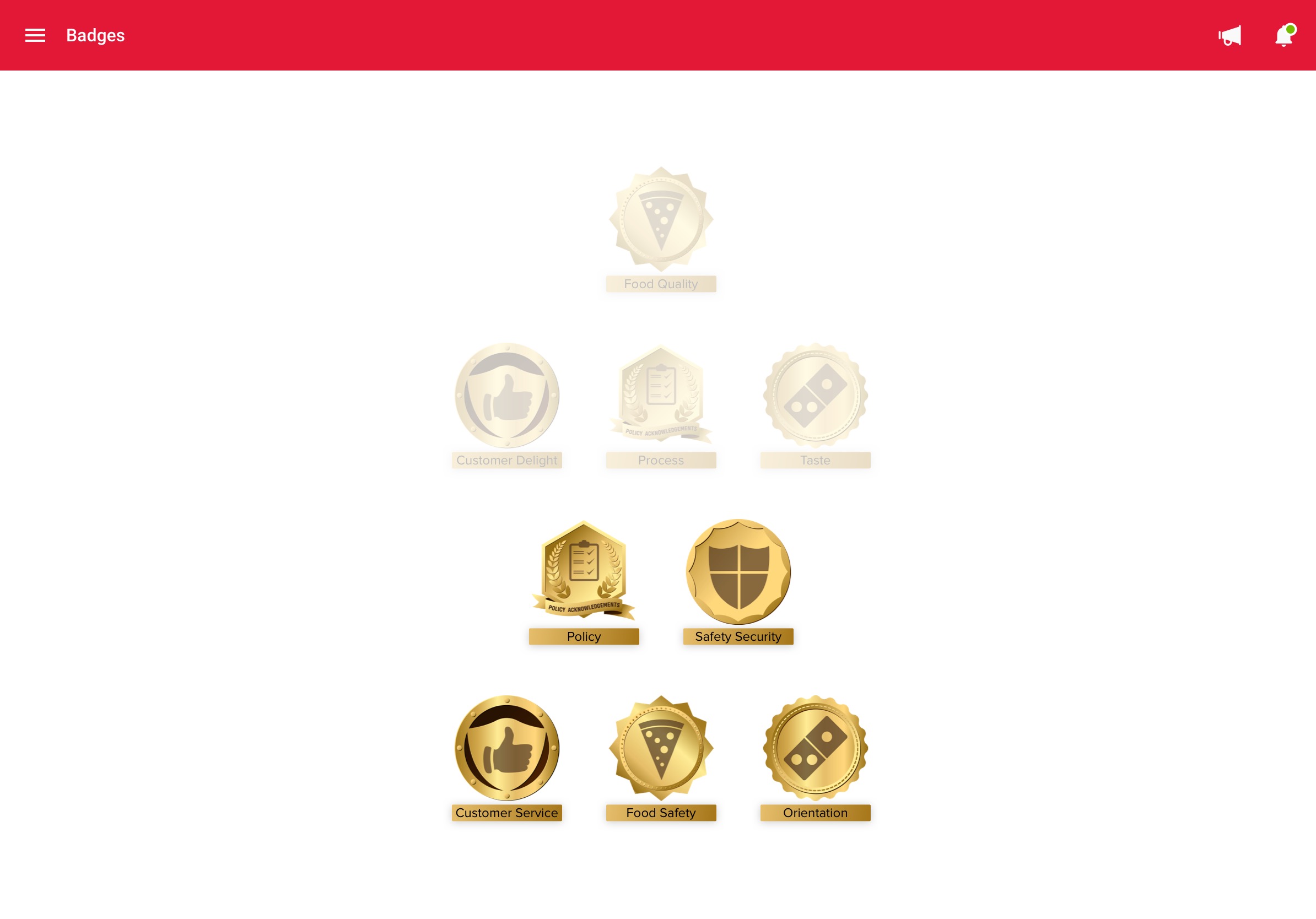 Domino's Australia Gamified Training — Badges