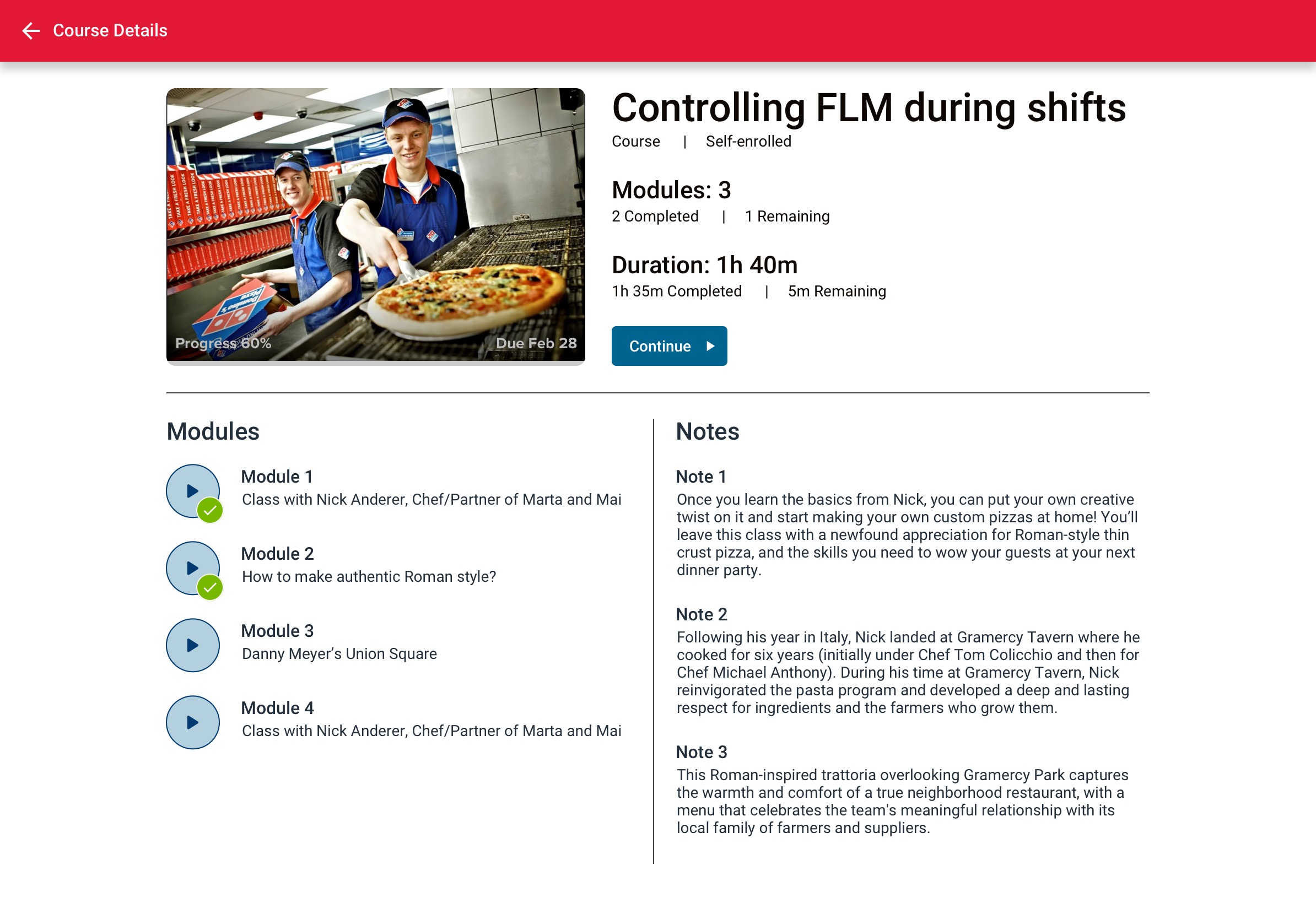Domino's Australia Gamified Training — Course Details