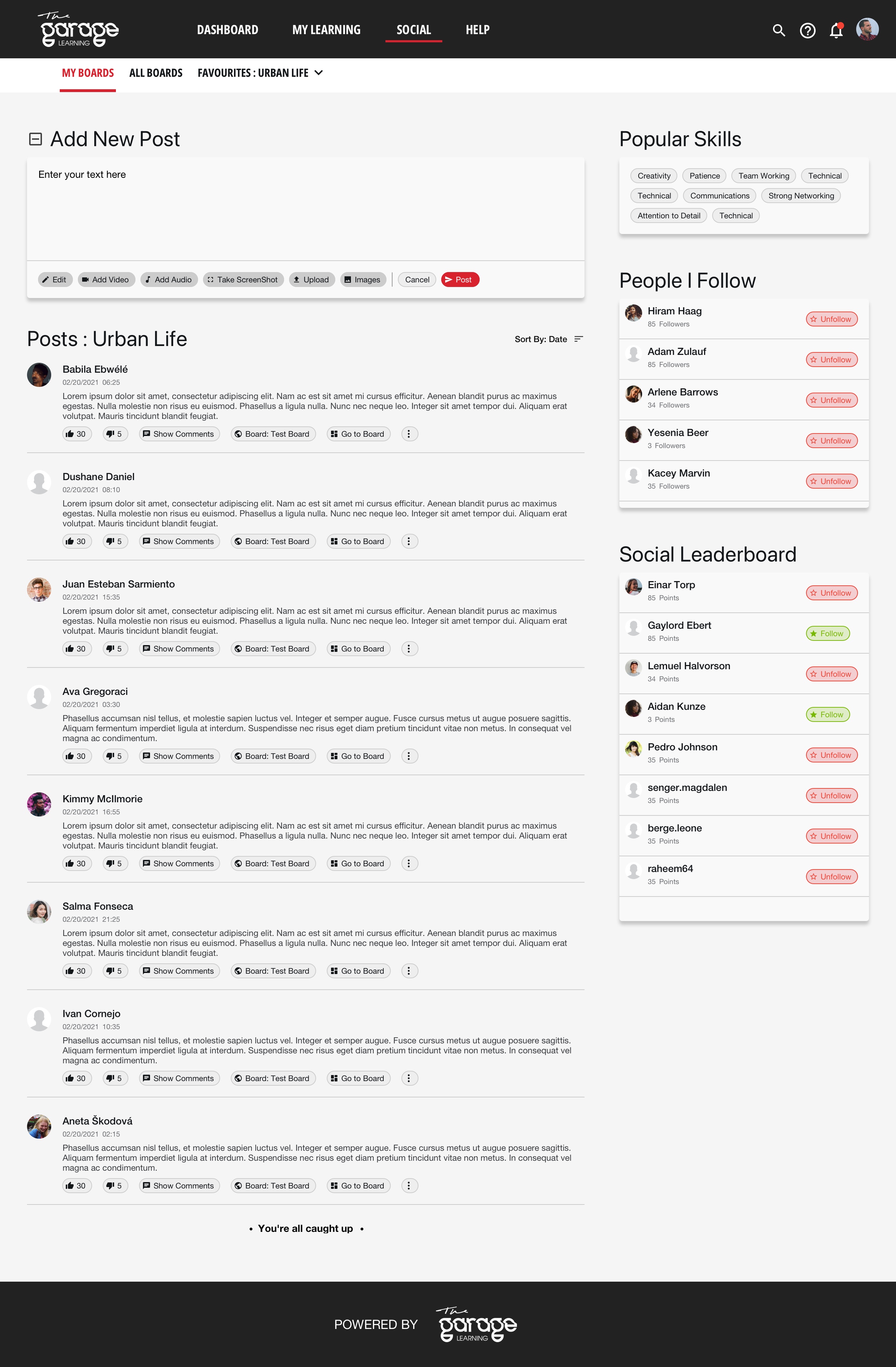 Garage Learning Creative Academy — Social Favourites Menu Copy