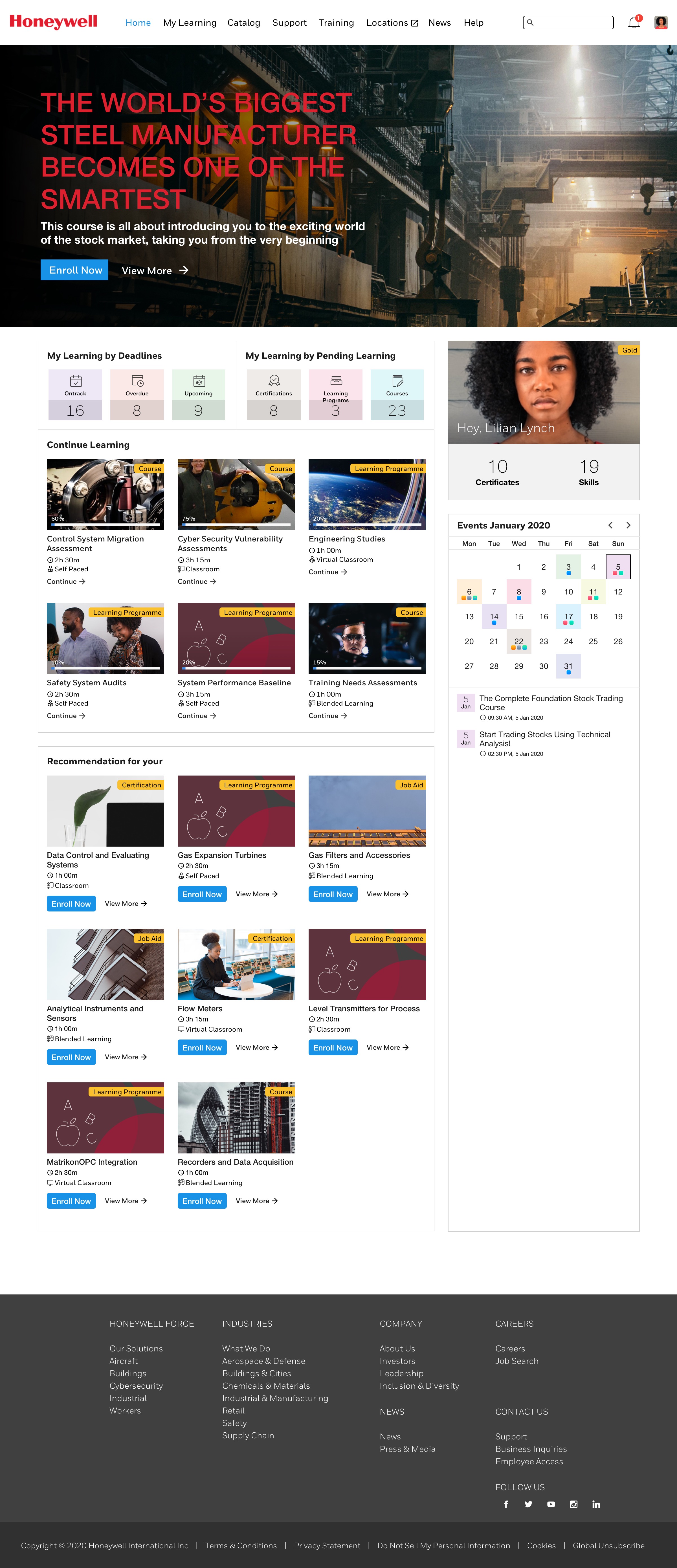Honeywell Learning Experience — Home Page