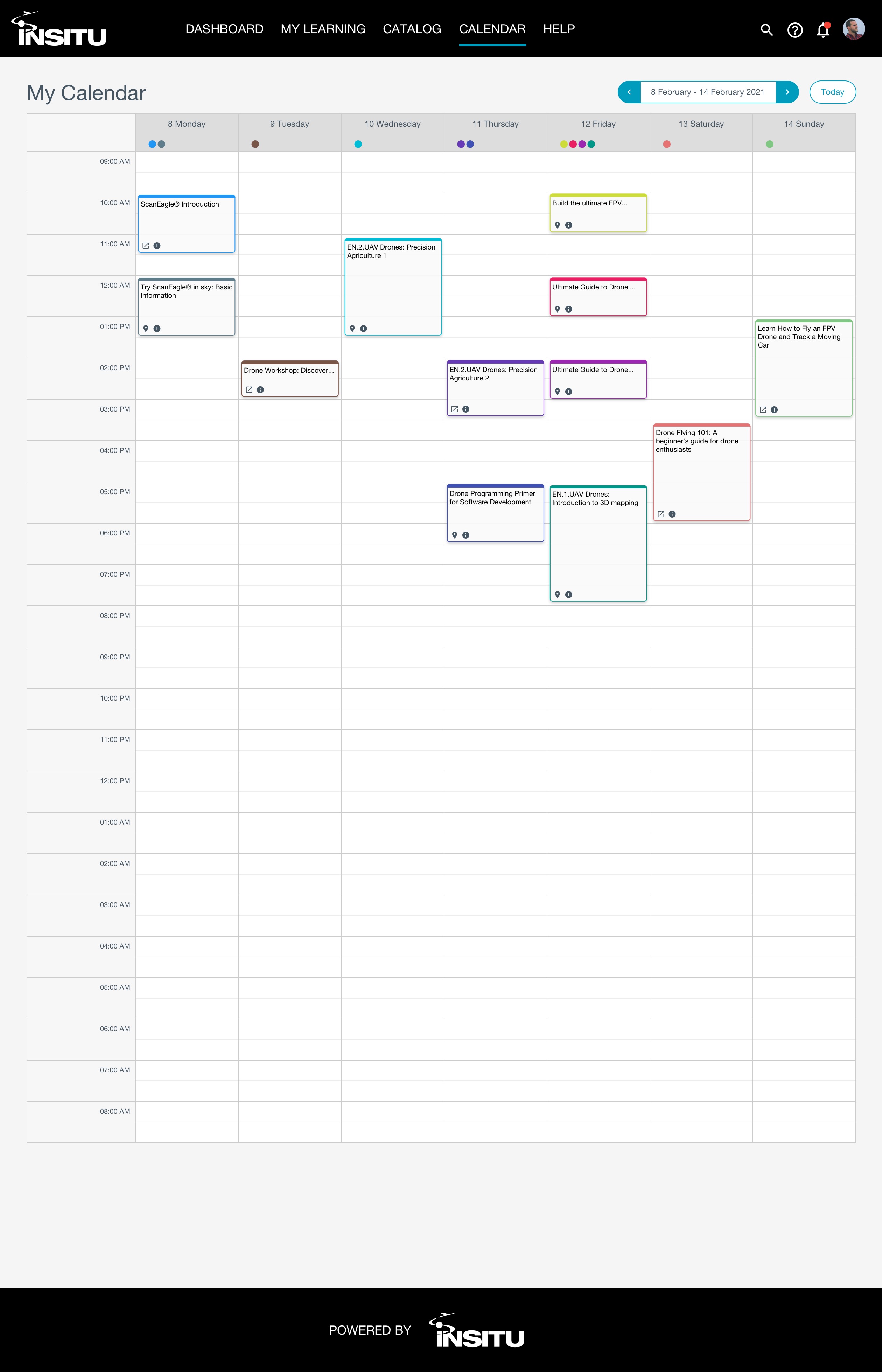 Insitu Aviation & Drone LMS — Calendar