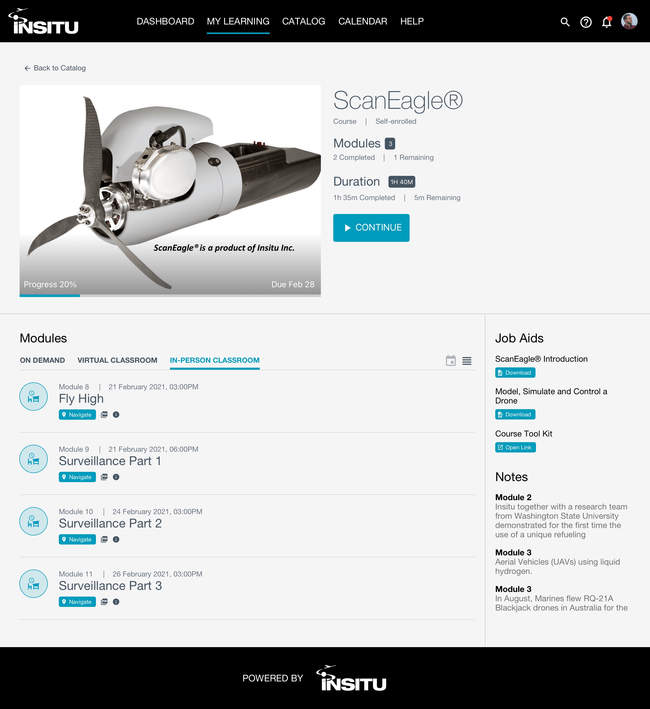 Insitu Aviation & Drone LMS — List