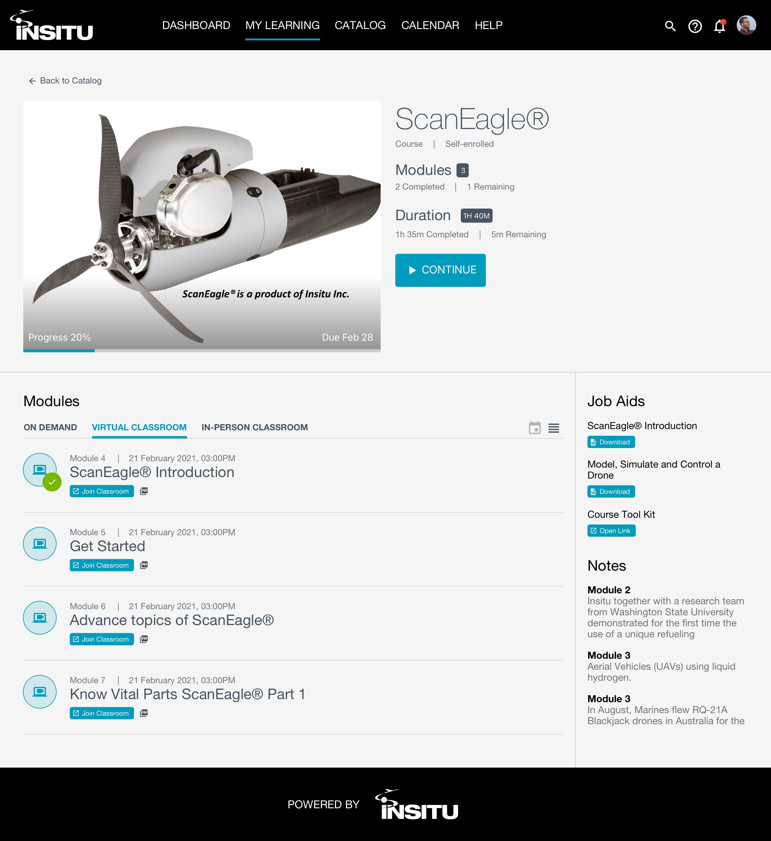 Insitu Aviation & Drone LMS — Virtual ClassroomList