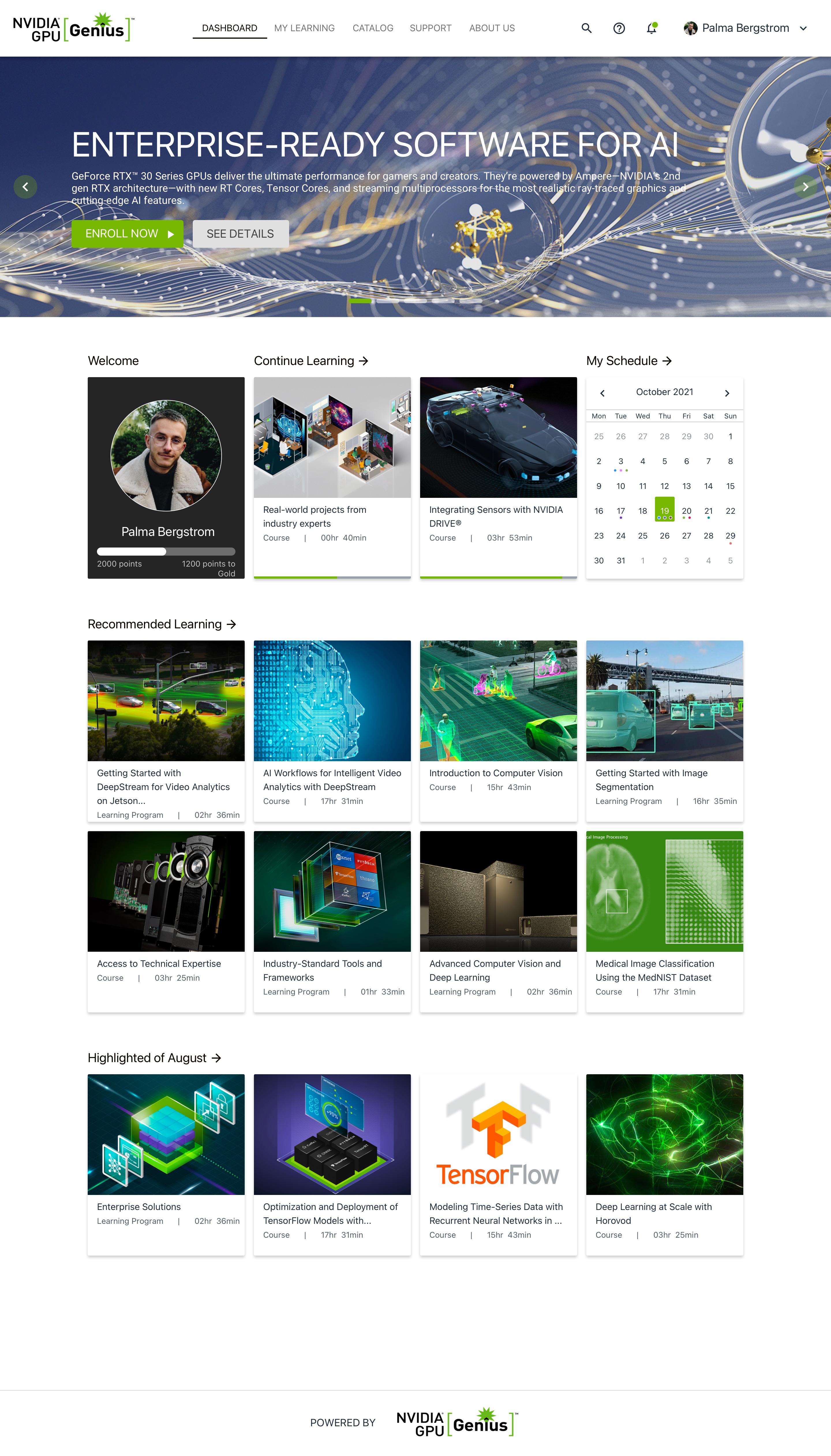 NVIDIA GPU Developer Portal — Dashboard