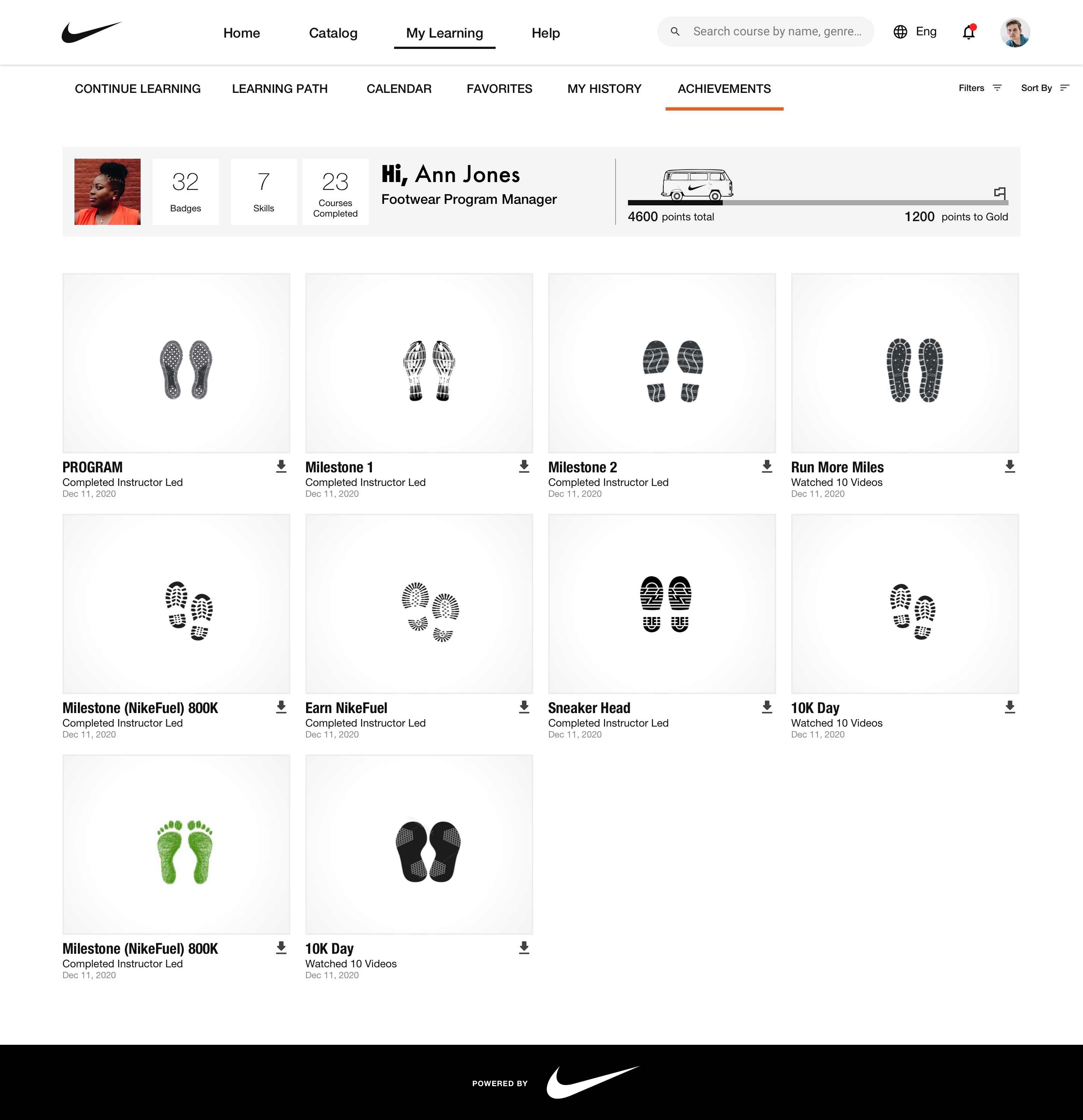 Nike Training & Learning Experience — Achievements