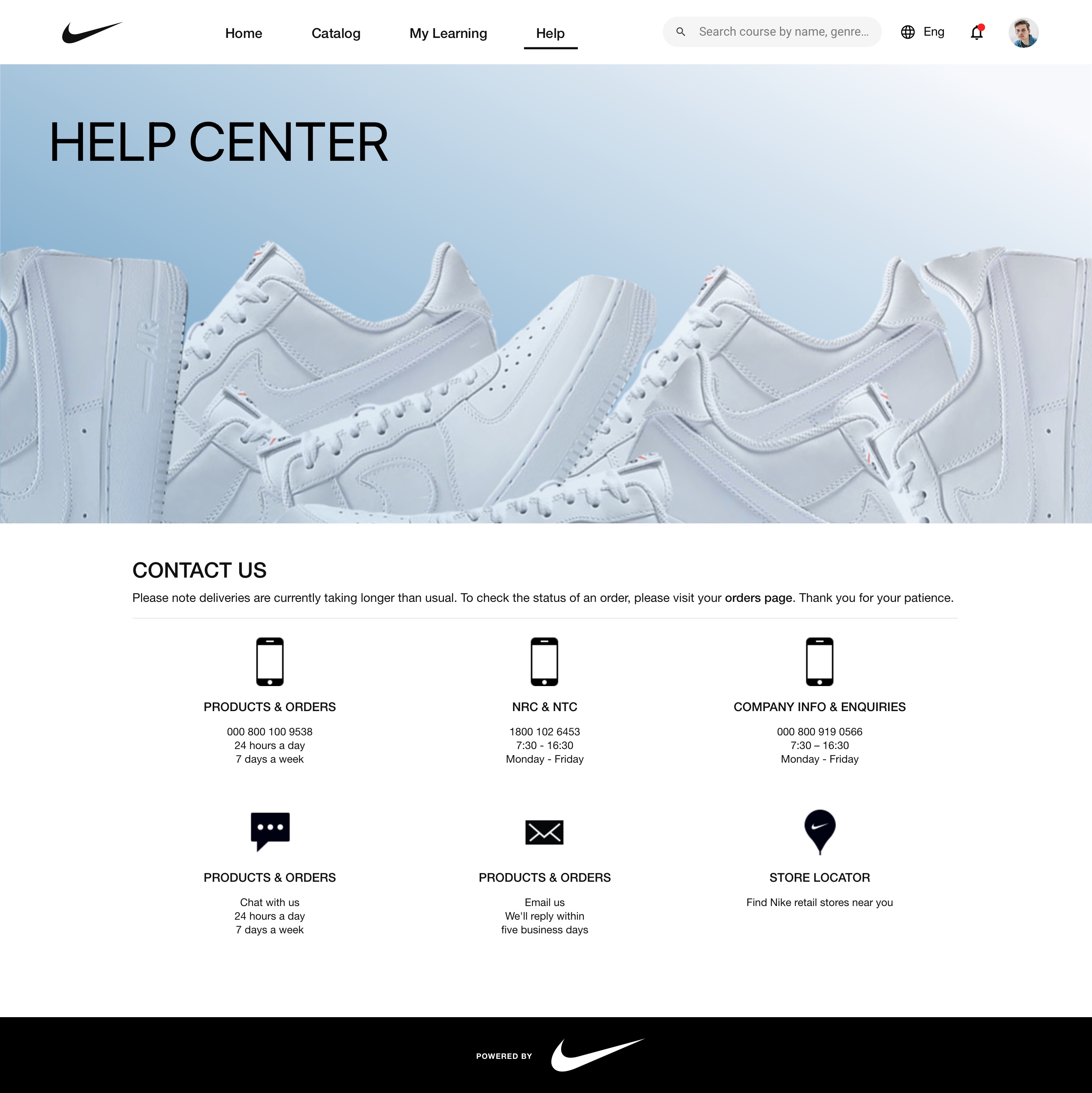Nike Training & Learning Experience — Help