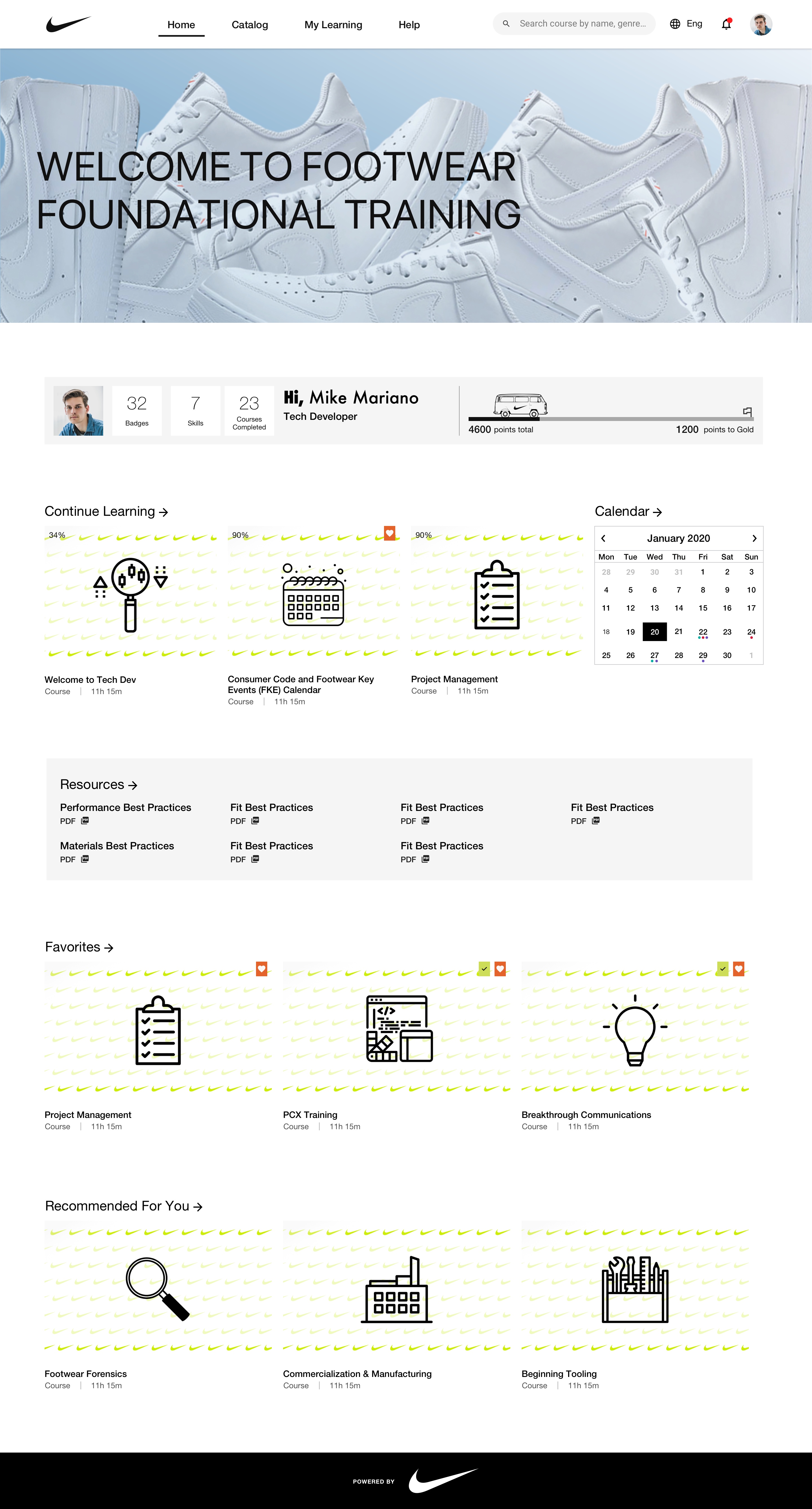 Nike Training & Learning Experience — Home Tech Developer Option 1
