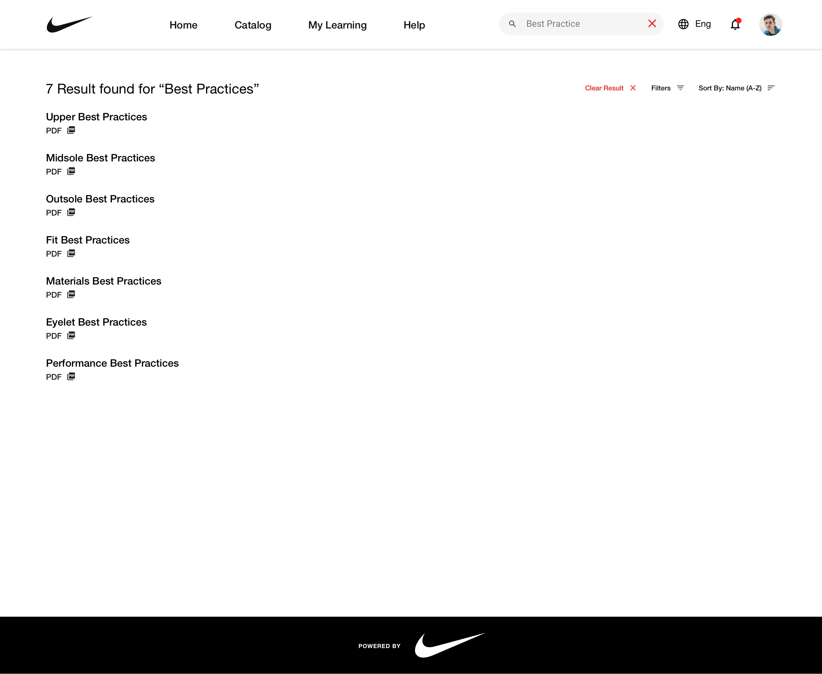 Nike Training & Learning Experience — Search