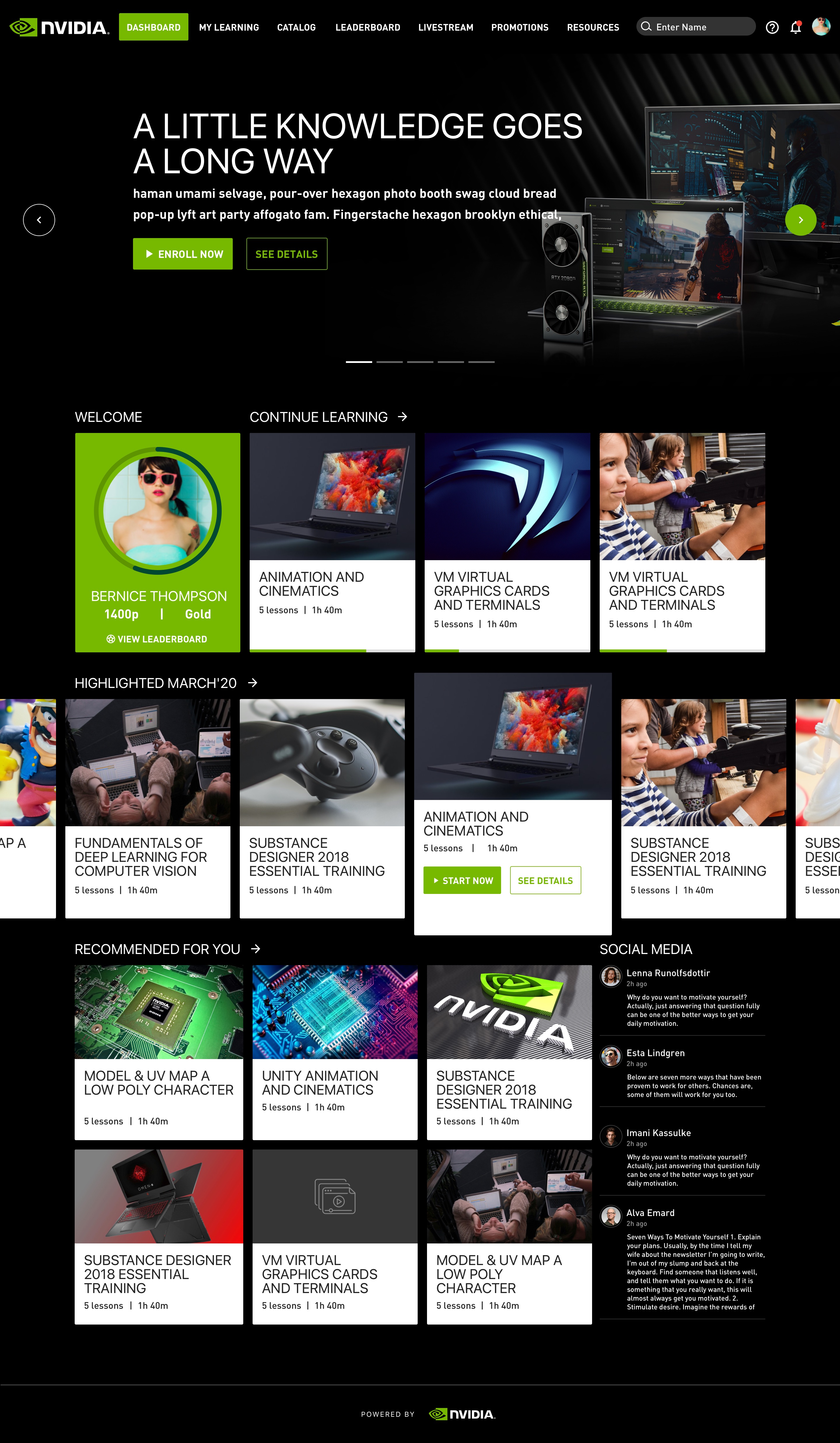 NVIDIA Livestream Learning & Gamification — Dashboard