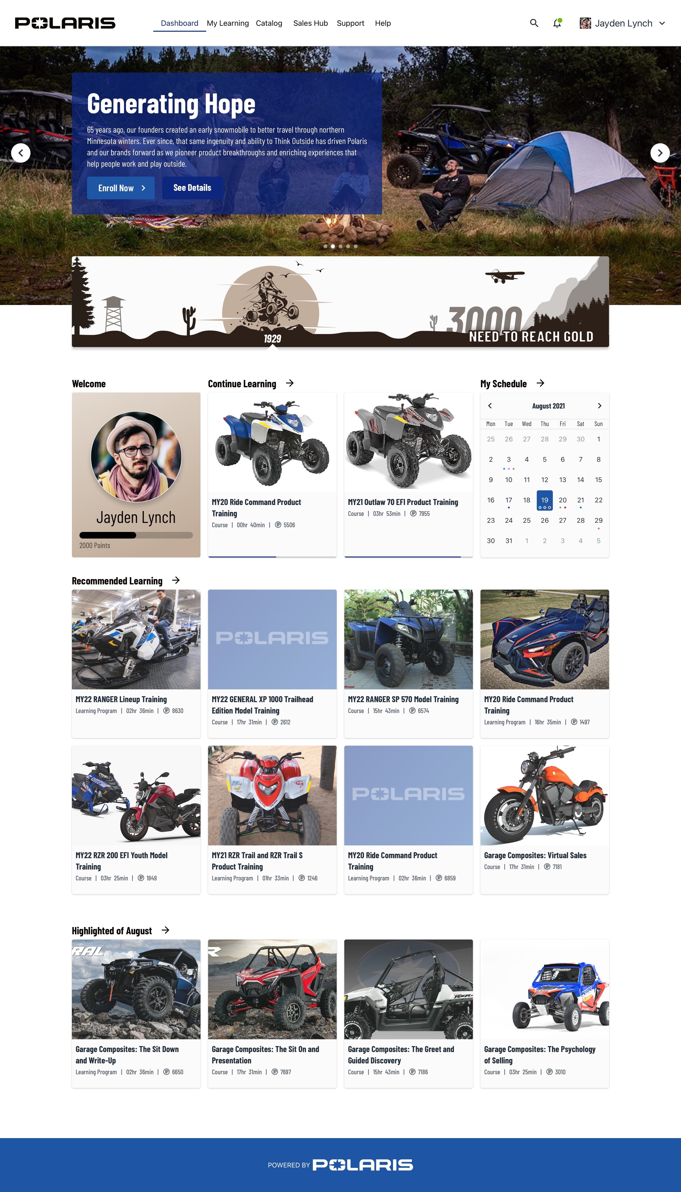 Polaris Powersports LMS — Dashboard Banner Option