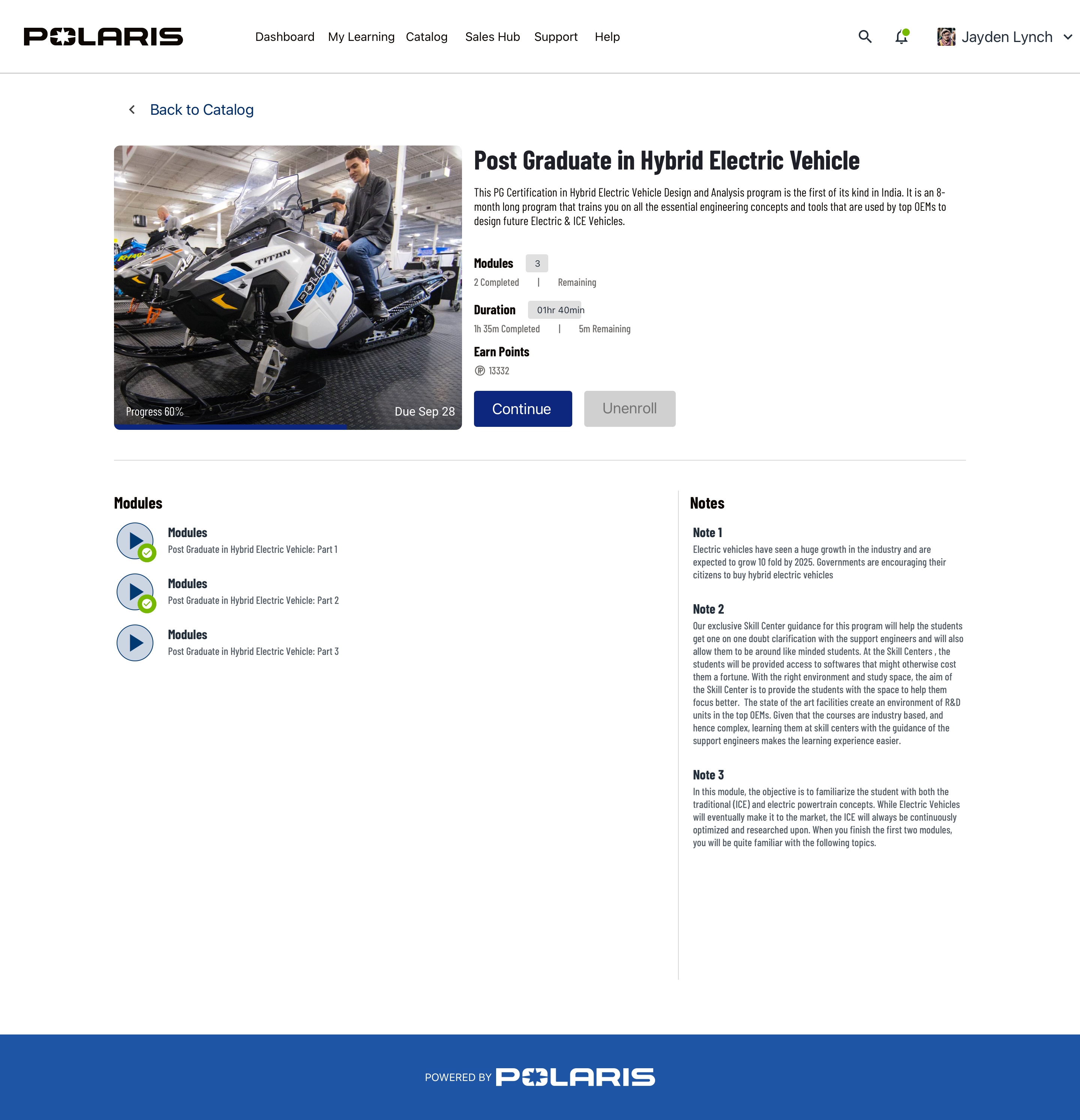 Polaris Powersports LMS — Details Page