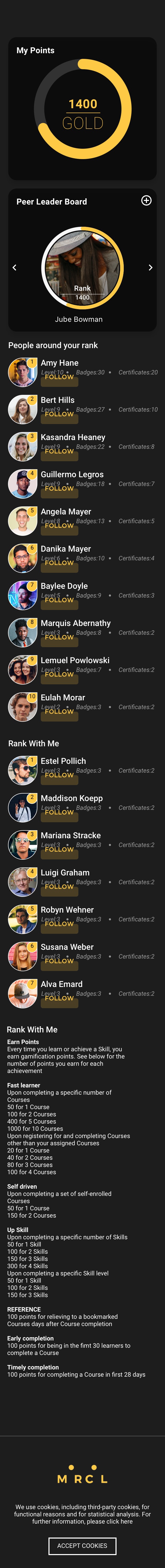 Publicis Groupe Talent Learning — Leader Board Mobile