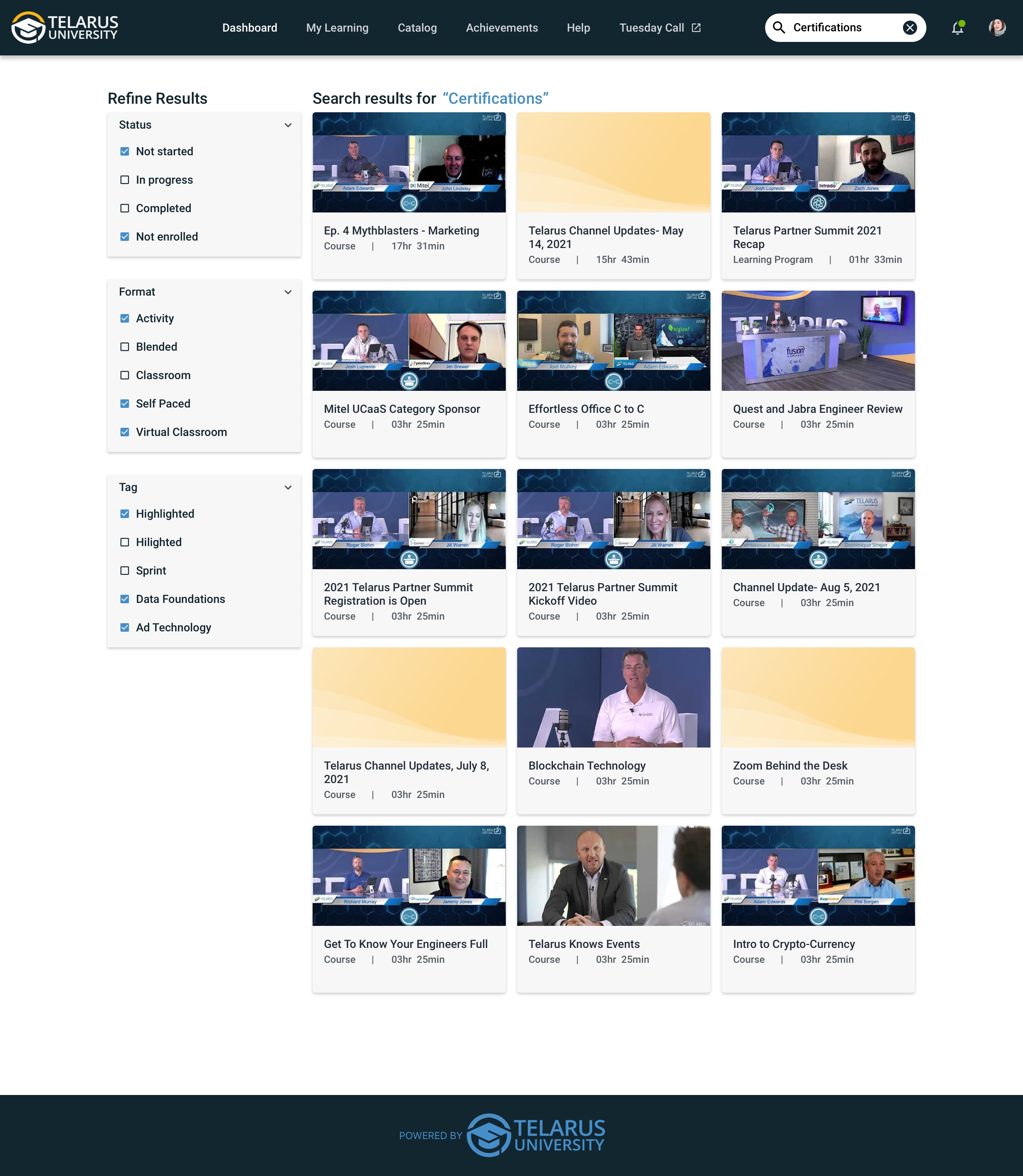 Telarus Telecom Partner LMS — Search