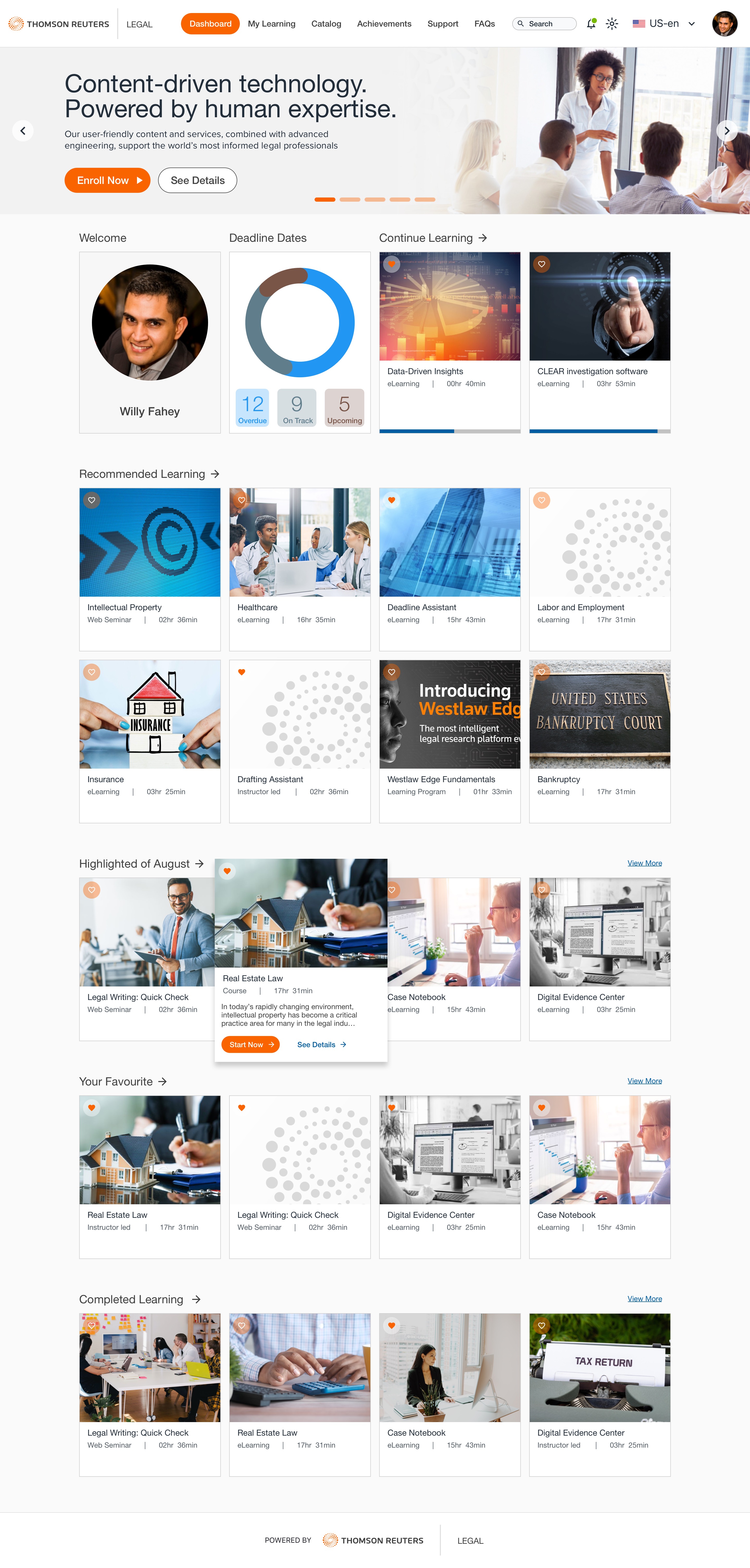 Thomson Reuters Knowledge & LMS — Dashboard Item Rollover