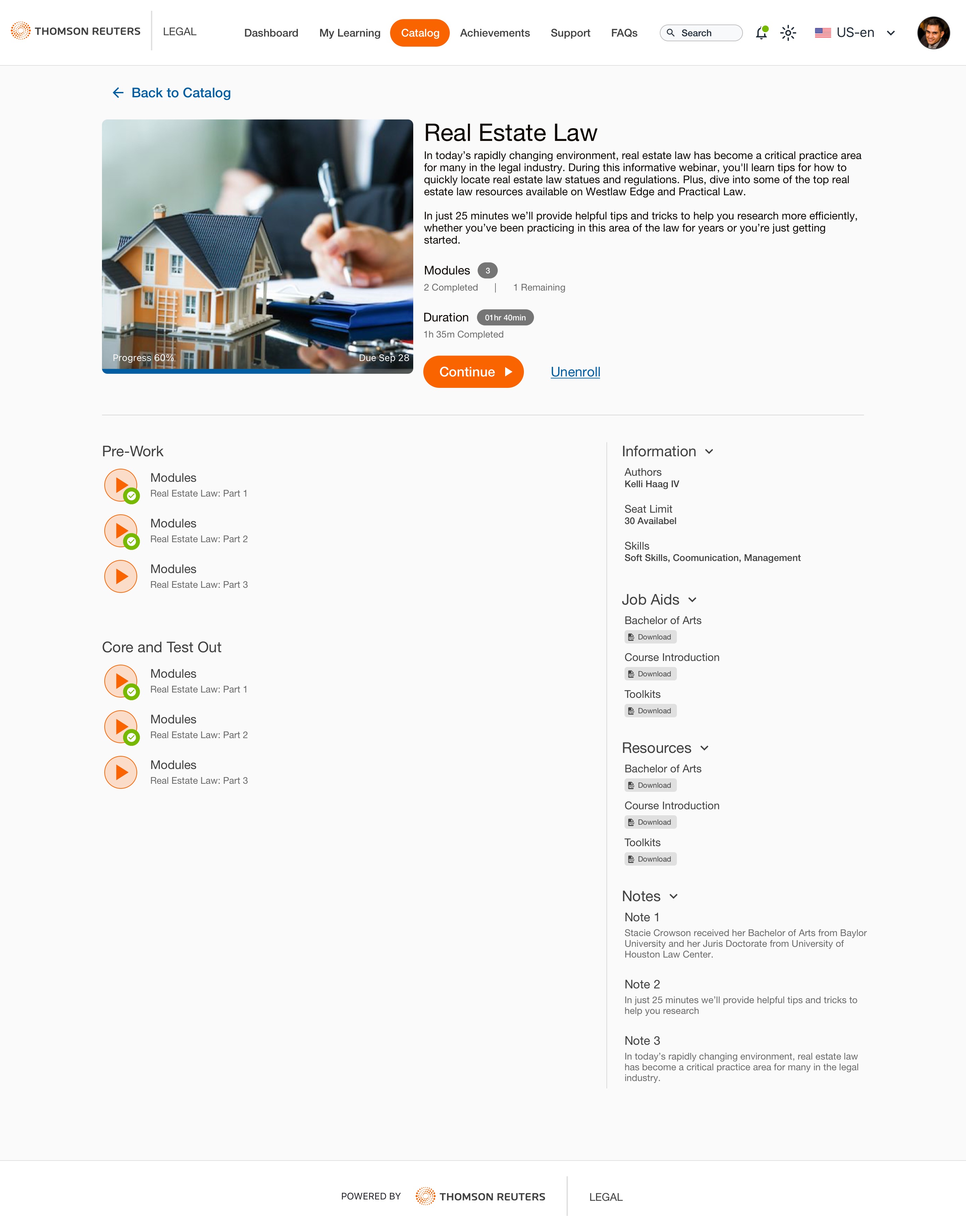 Thomson Reuters Knowledge & LMS — Details Page
