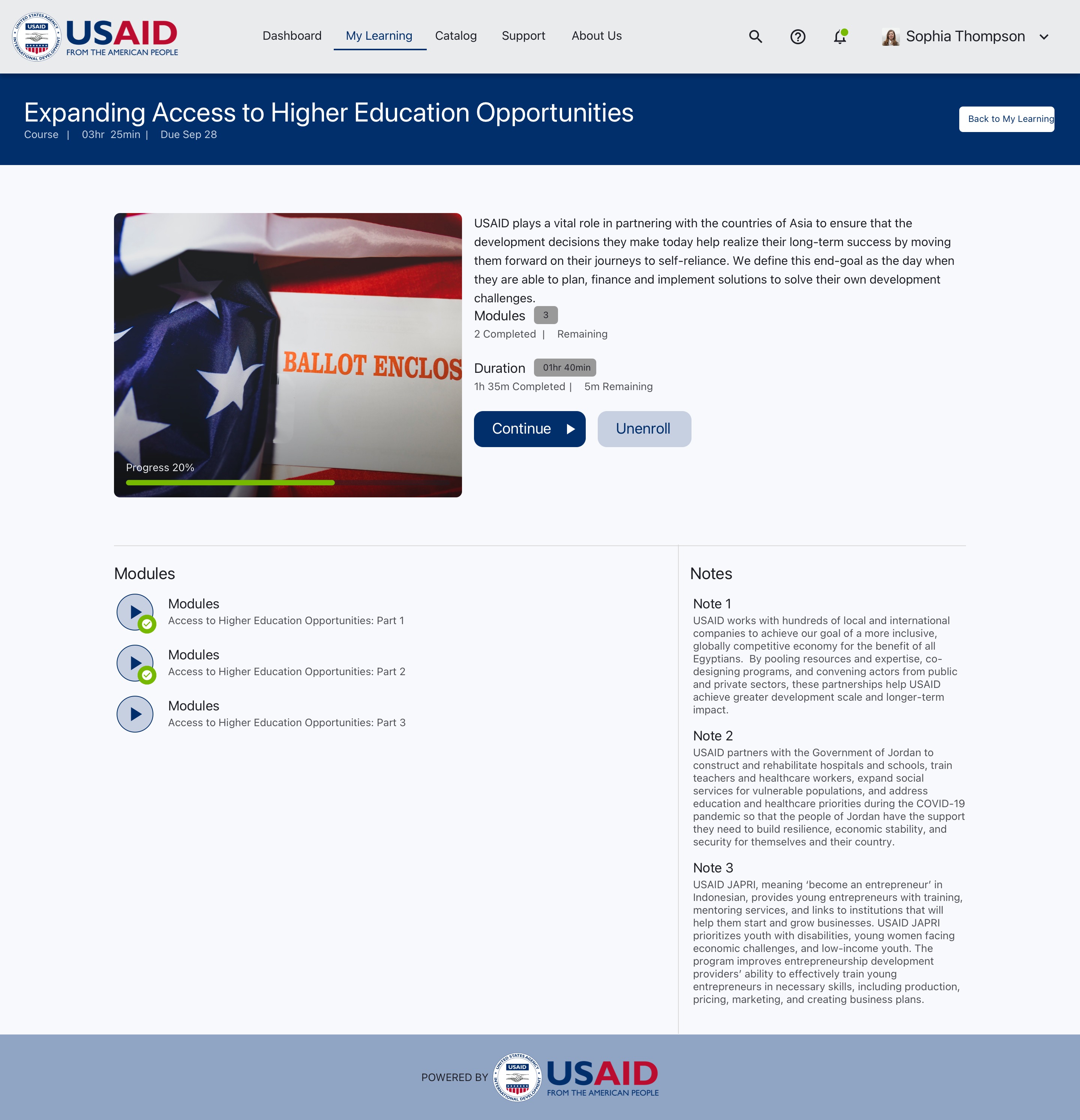 USAID Global Learning Portal — Details Page