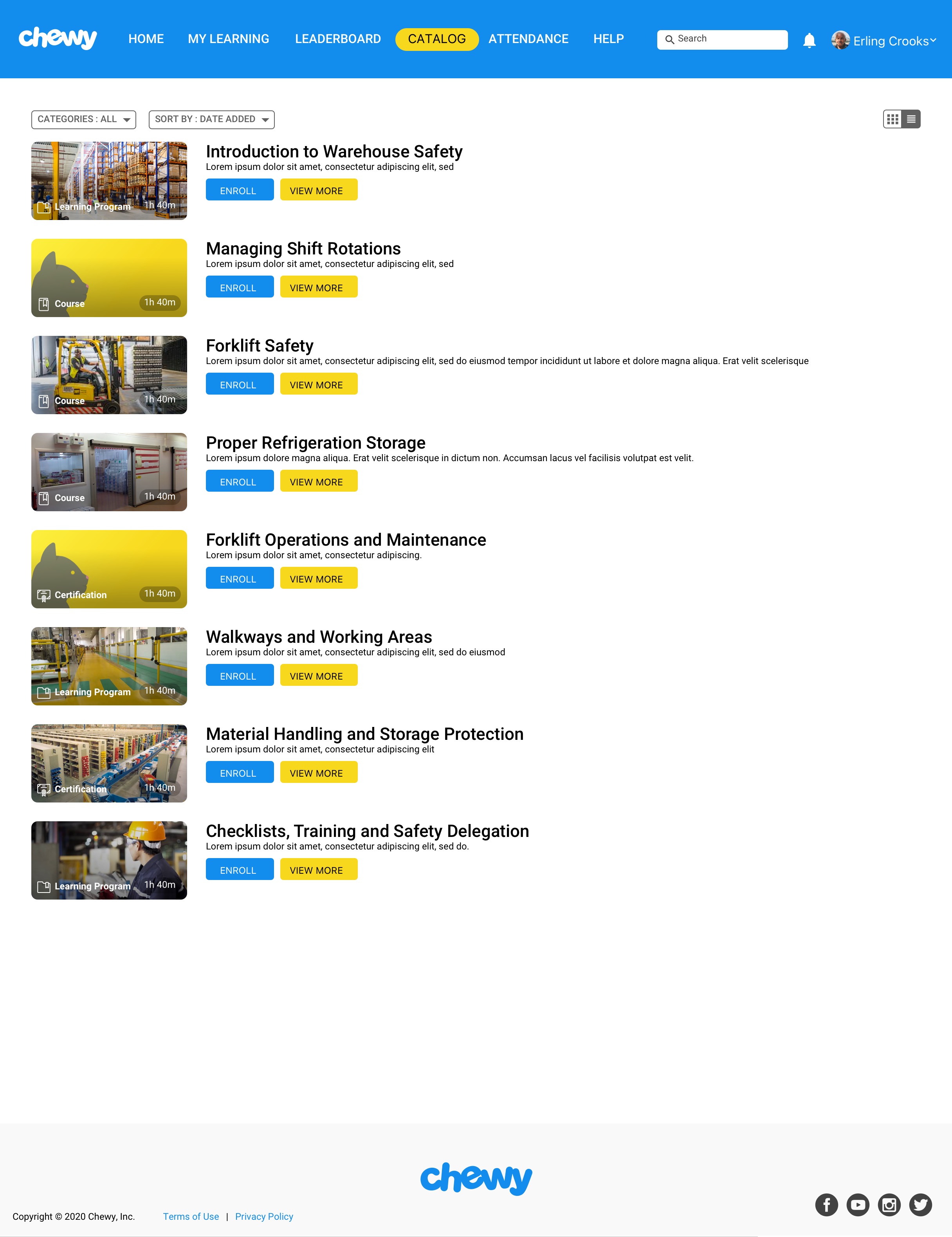 Chewy Customer Care LMS — CataLog List