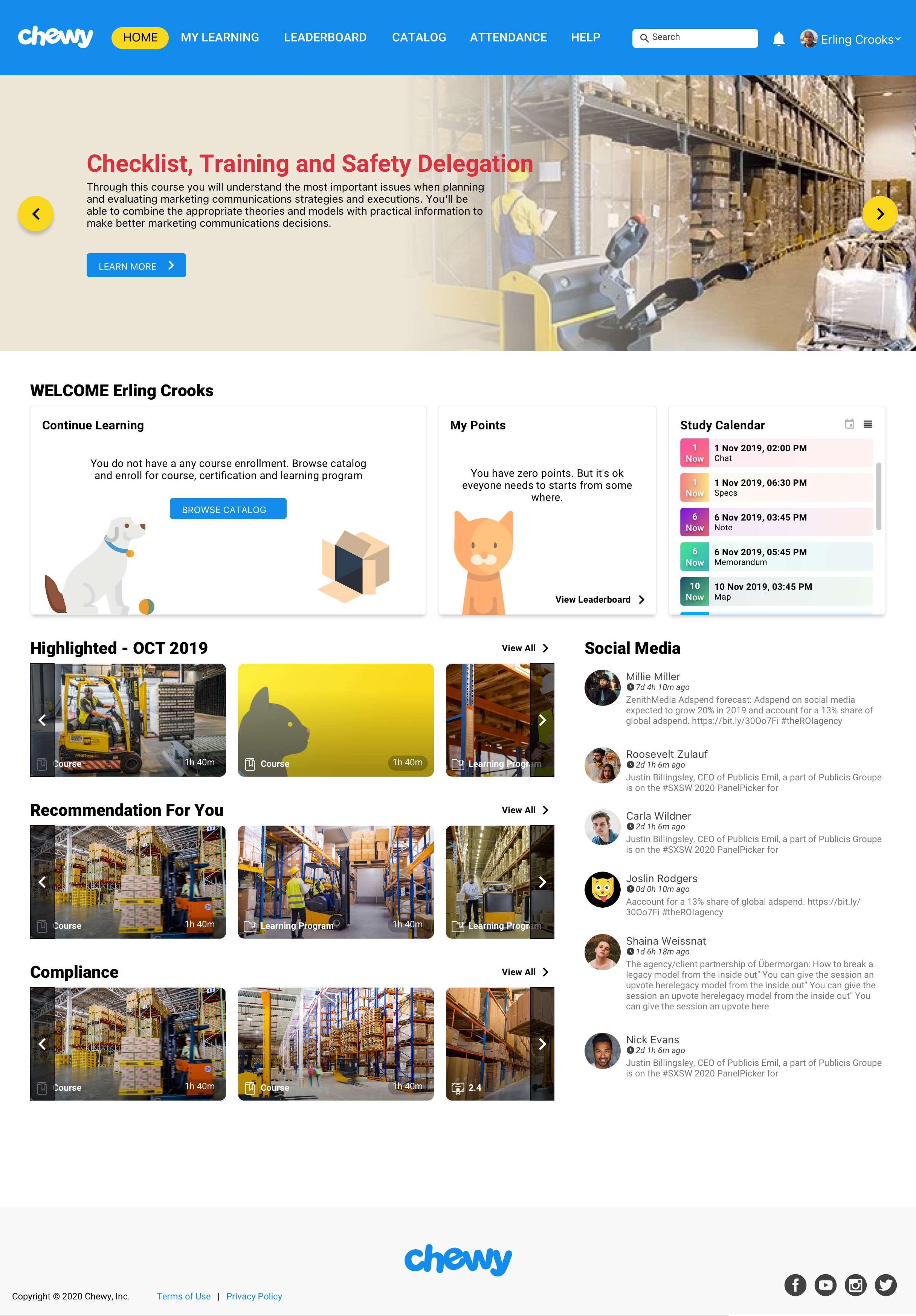 Chewy Customer Care LMS — Home Empty State
