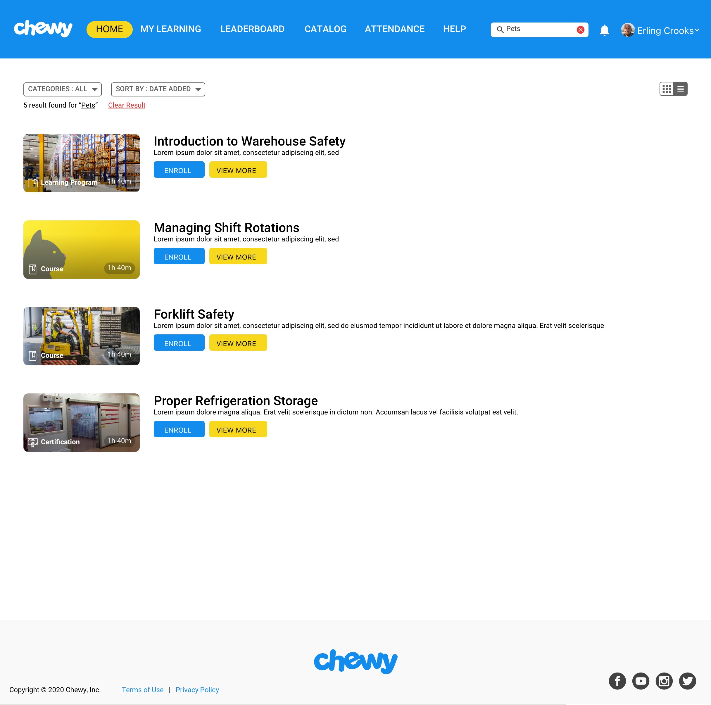Chewy Customer Care LMS — Search