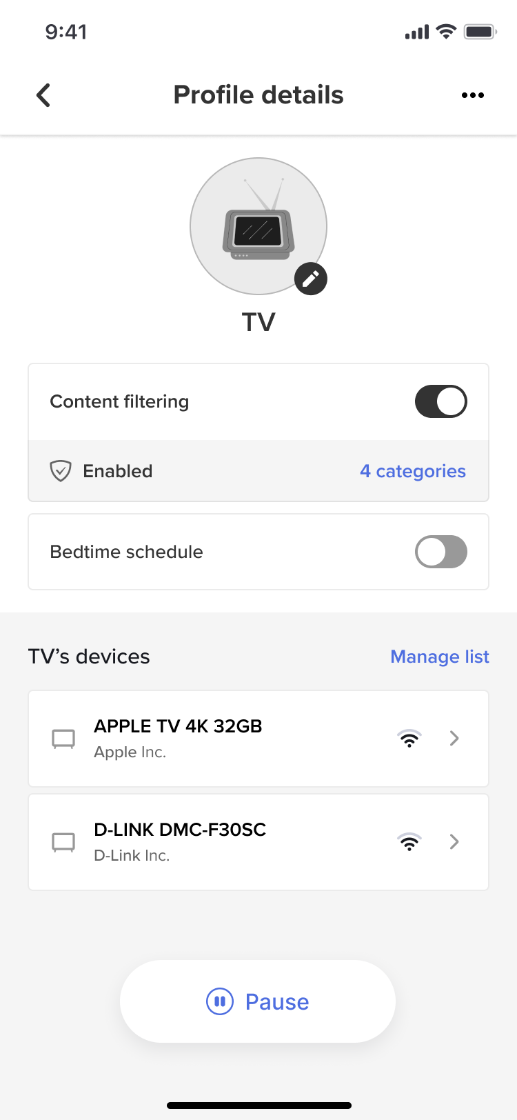 Bedtime Schedule & Restrictions Wireframe